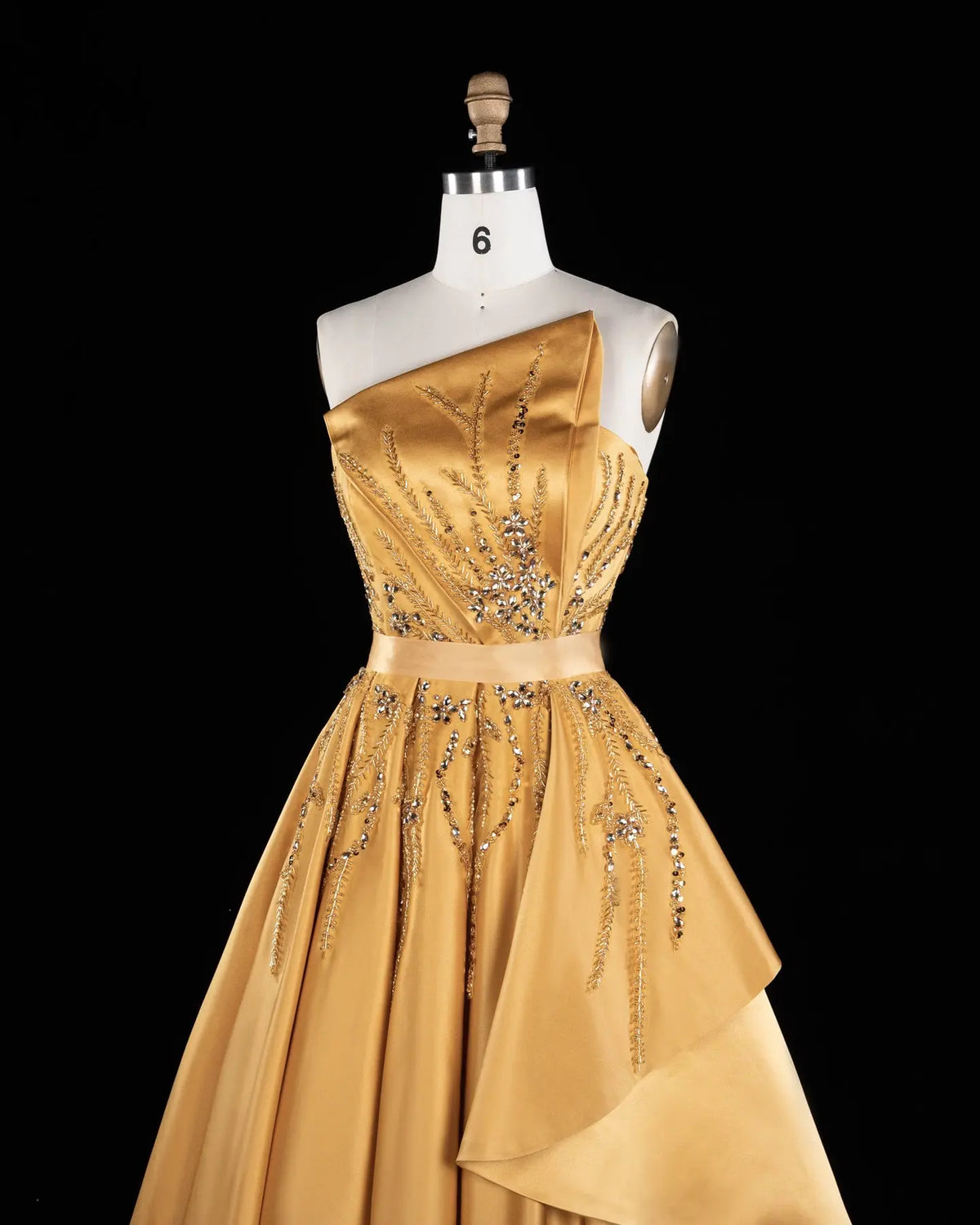 Gold Strapless Sequins Satin Evening Gown XD037-5