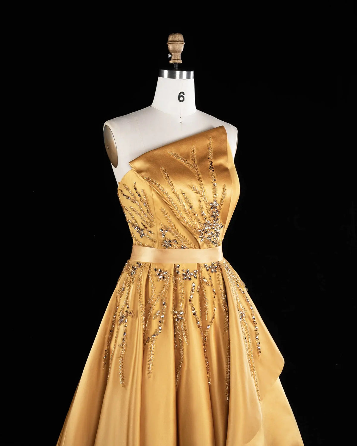 Gold Strapless Sequins Satin Evening Gown XD037-6
