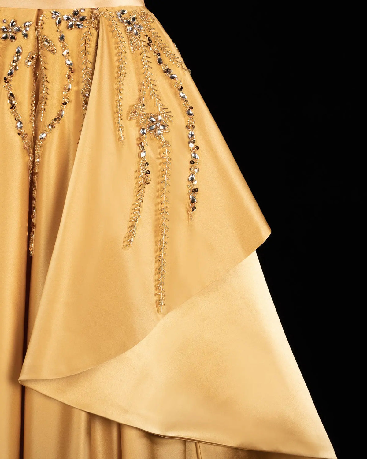 Gold Strapless Sequins Satin Evening Gown XD037-7