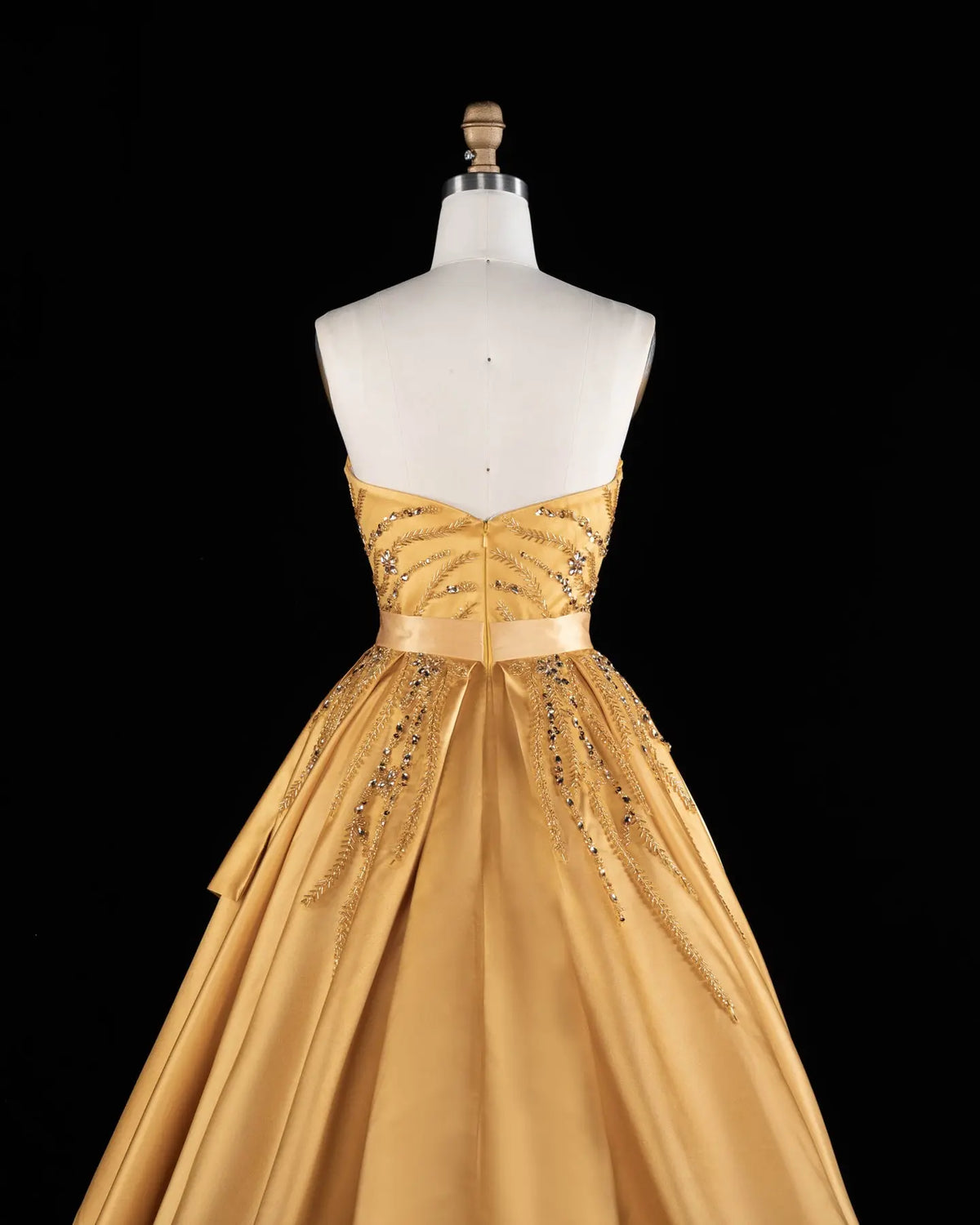 Gold Strapless Sequins Satin Evening Gown XD037-10