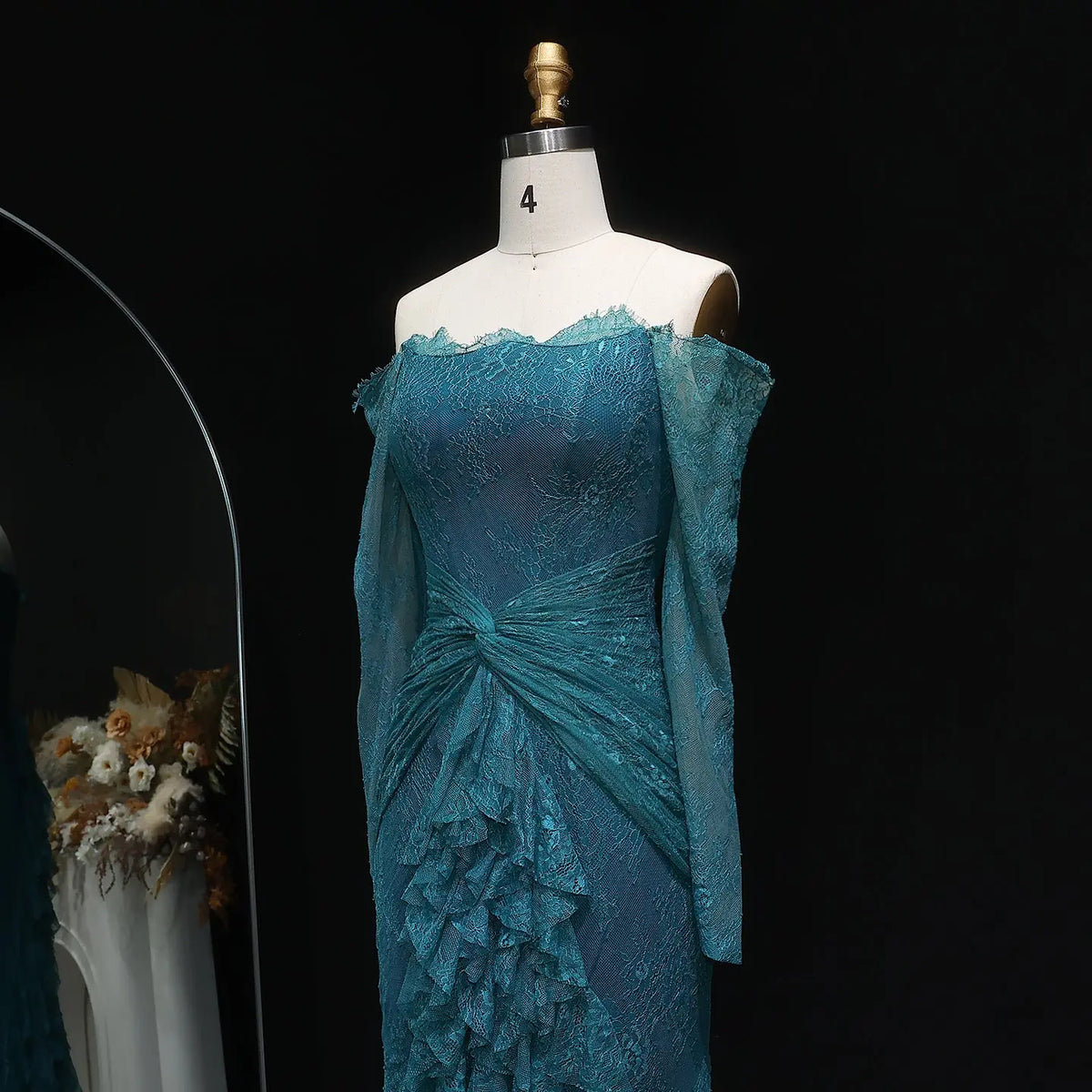 Elegant Blue Off Shoulder Lace Evening Dress SF519 Elegant Blue Off Shoulder Lace Evening Dress SF519