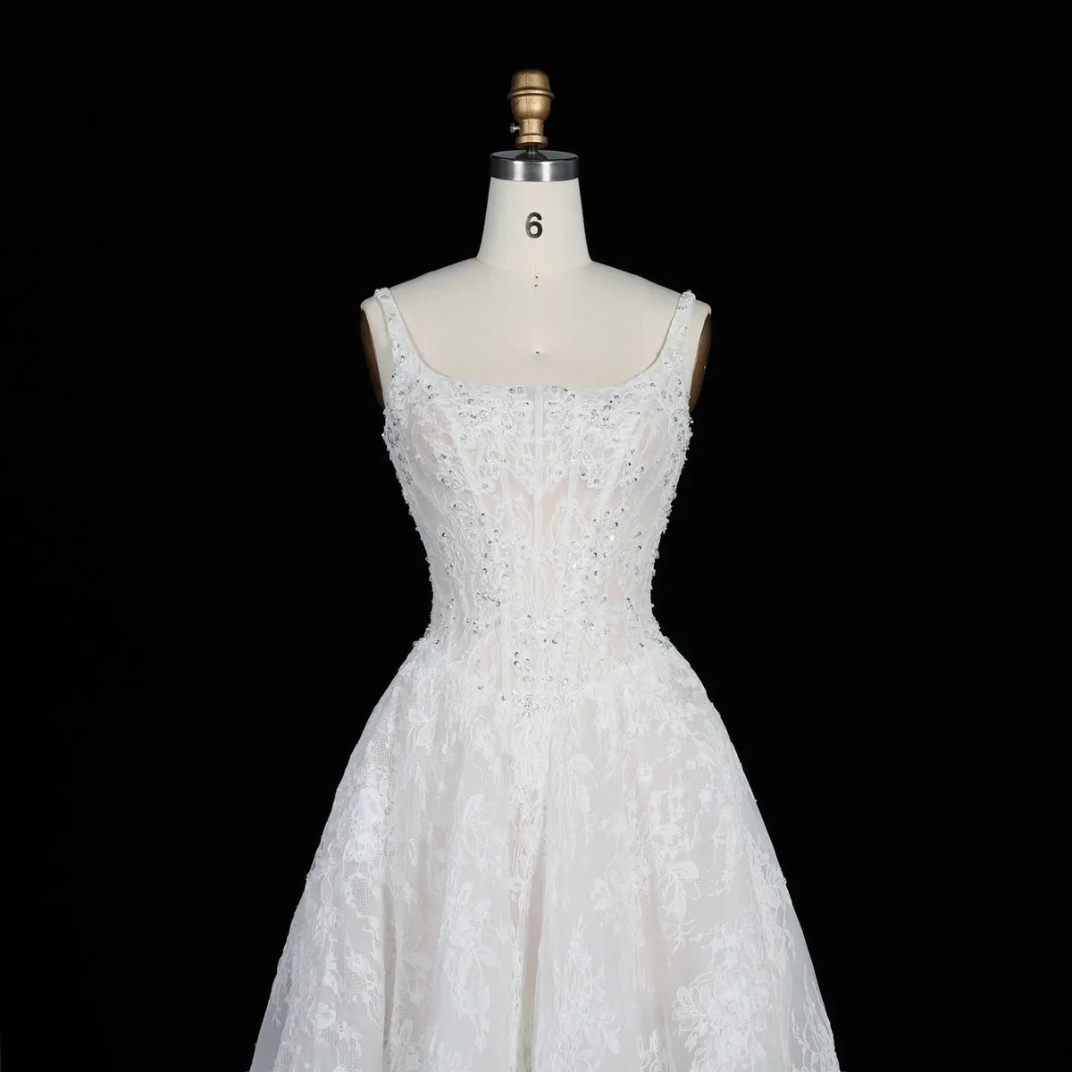 White Lace Corset Square Neck Bridal Ball Gown SW612