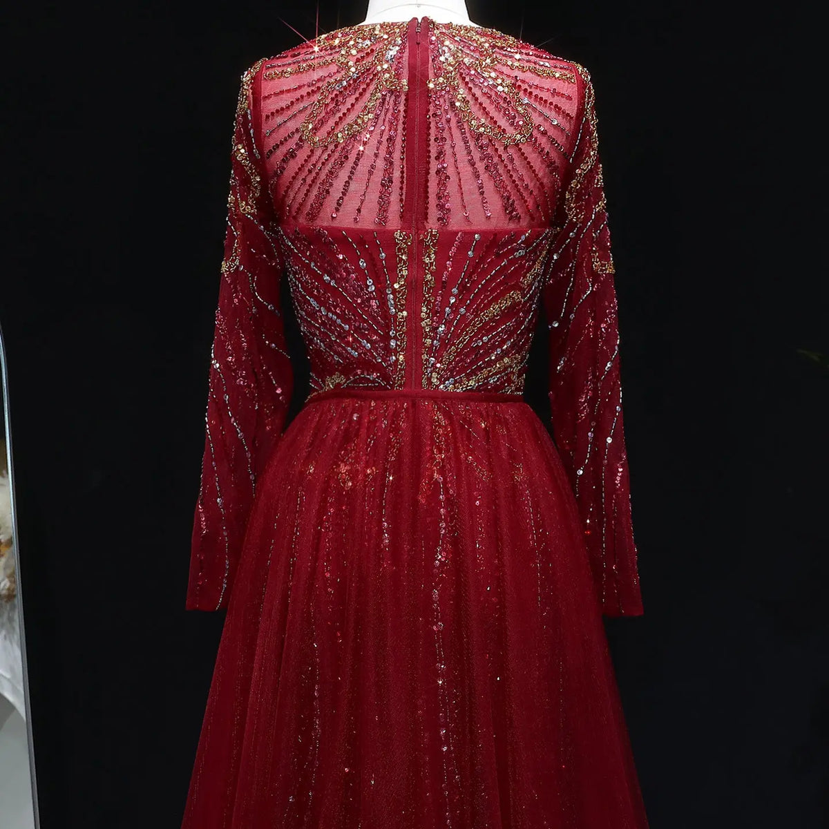 Luxury Green Beaded High-Slit Evening Dress with Overskirt SS160 