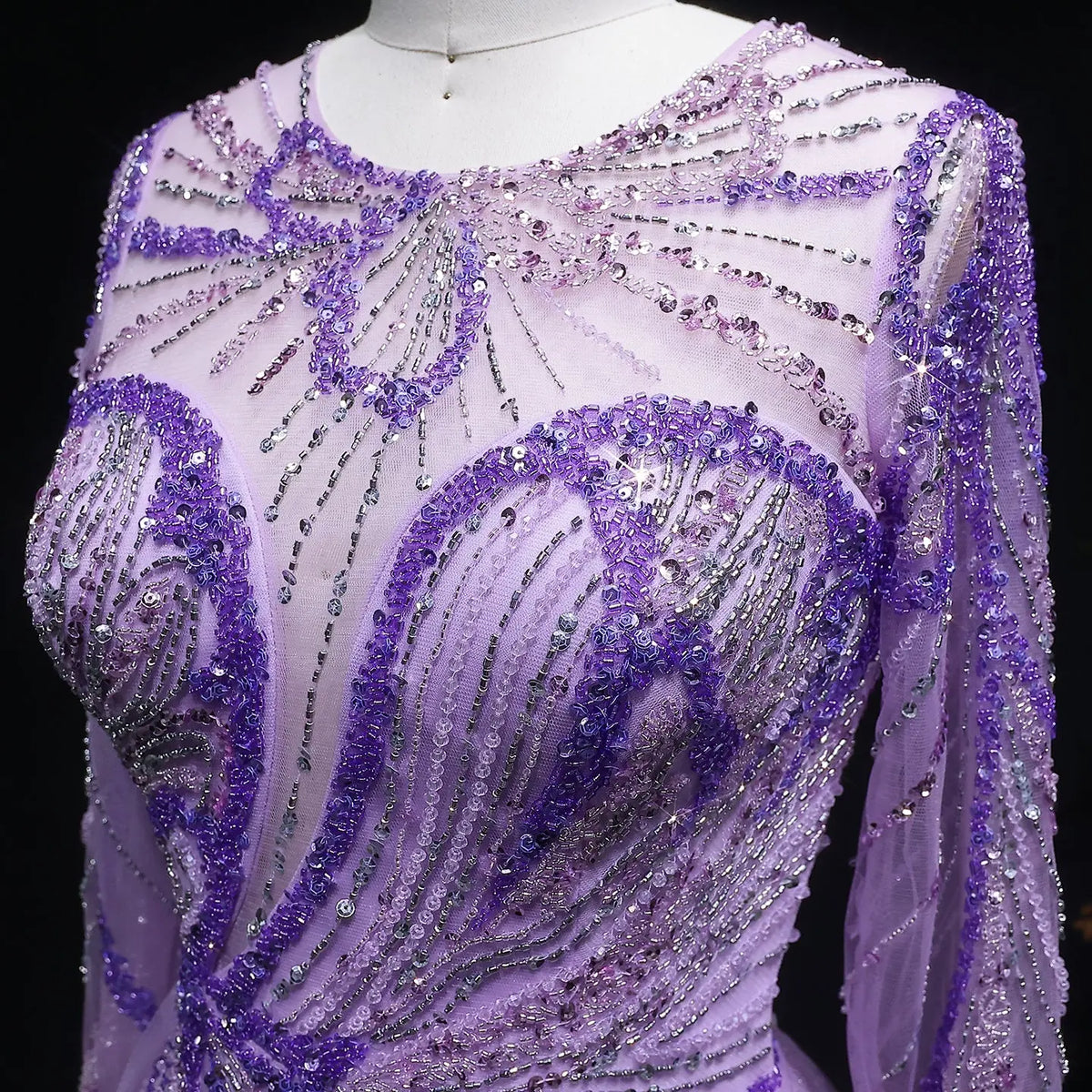 Luxury Green Beaded High-Slit Evening Dress with Overskirt SS160 