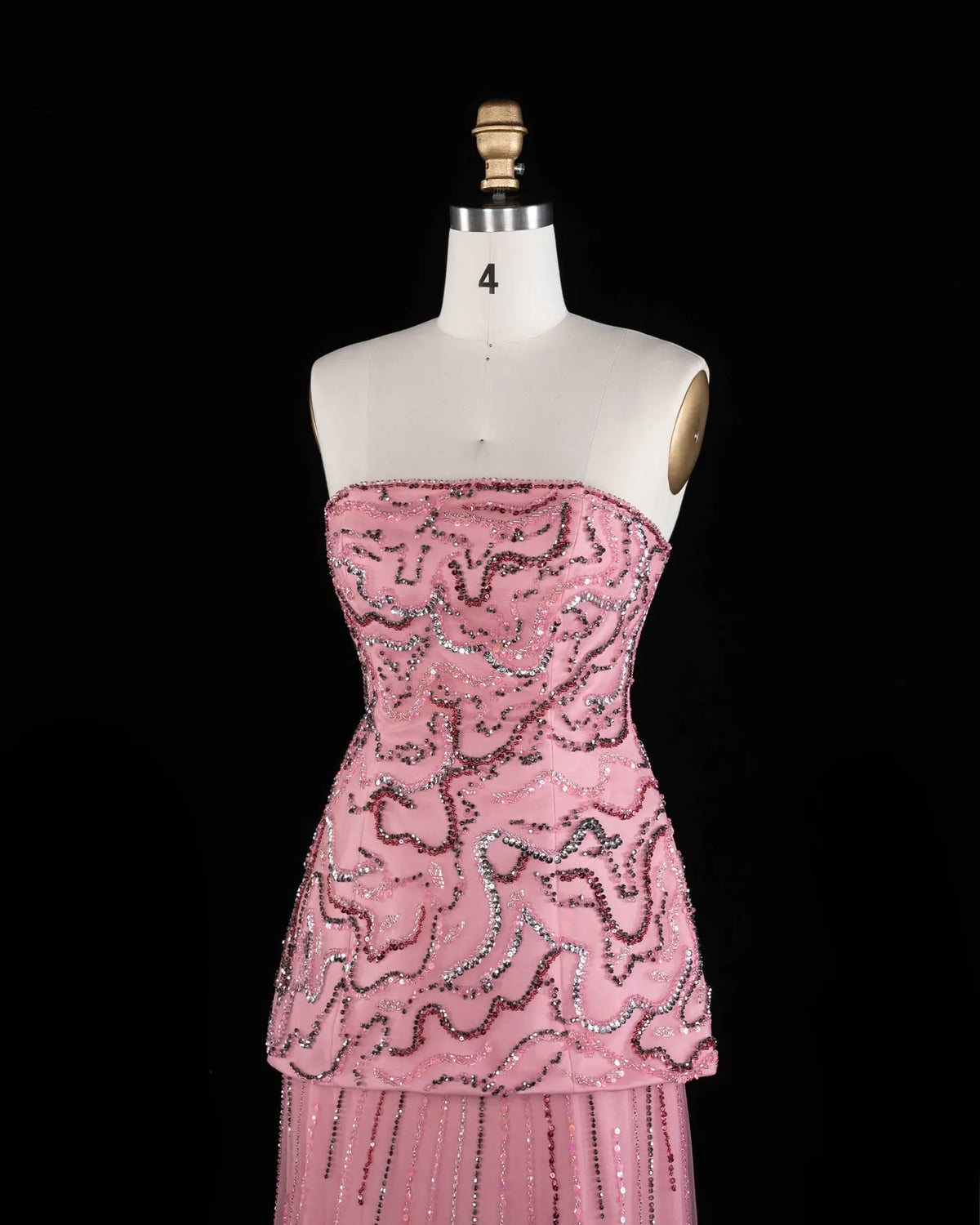 Rose Pink Crystal Sequin Two Piece Evening Dress SS218-6