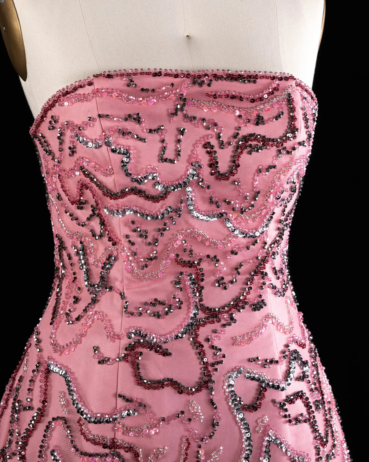 Rose Pink Crystal Sequin Two Piece Evening Dress SS218-7