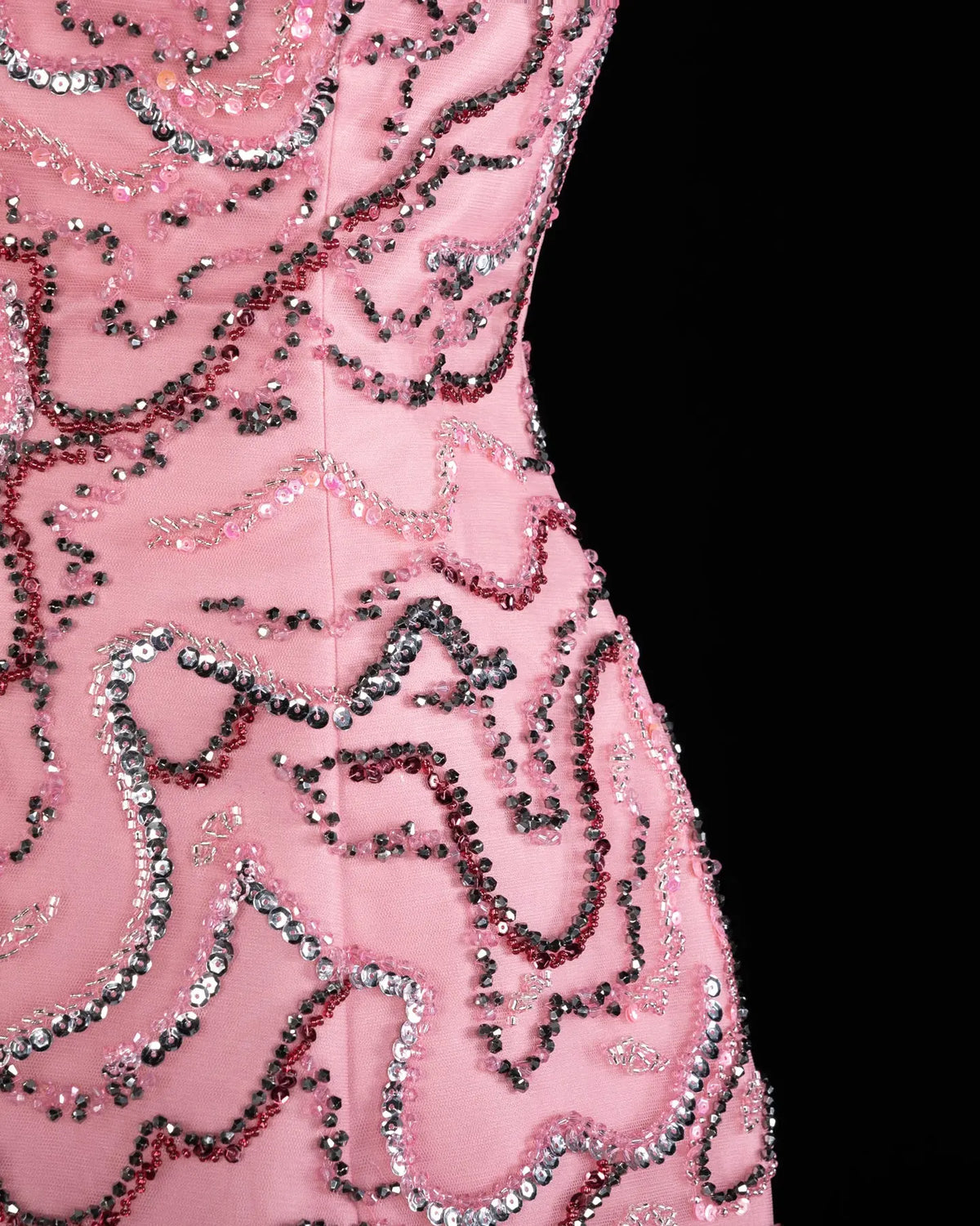 Rose Pink Crystal Sequin Two Piece Evening Dress SS218-8