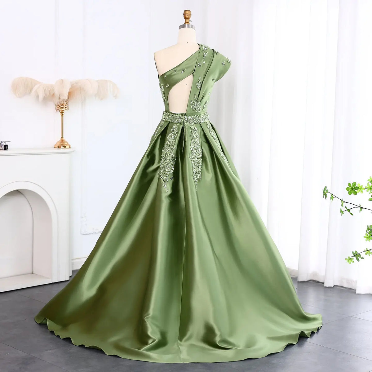 Luxury Champagne Crystal Evening Dress with Overskirt SS599 
