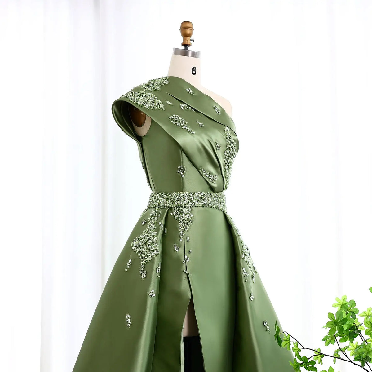 Glamorous Champagne Crystal with Overskirt Prom Dress SS599 Green / 8 Glamorous Champagne Crystal with Overskirt Prom Dress SS599 Green / 8