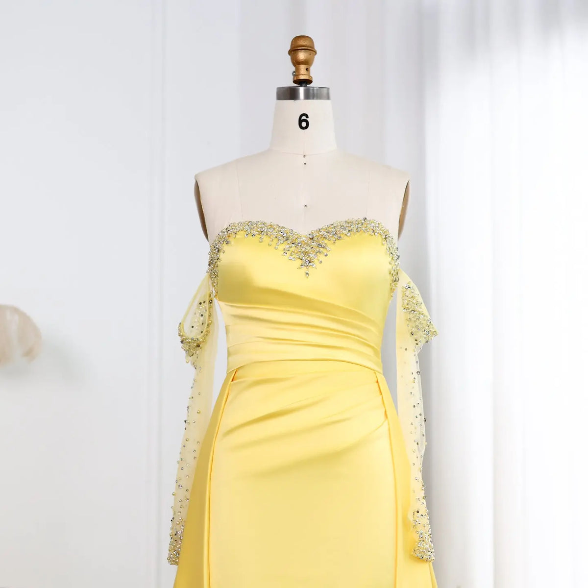Final Sale Elegant Sweetheart Yellow Evening Dress with Gloves SS586 Final Sale Elegant Sweetheart Yellow Evening Dress with Gloves SS586