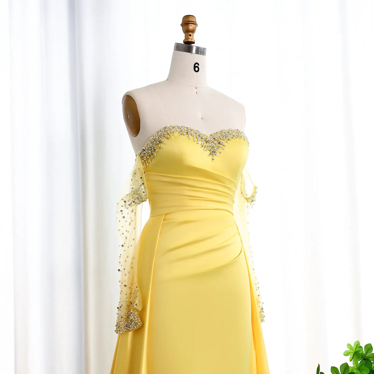 Elegant Sweetheart Yellow Evening Dress with Gloves SS586 Elegant Sweetheart Yellow Evening Dress with Gloves SS586
