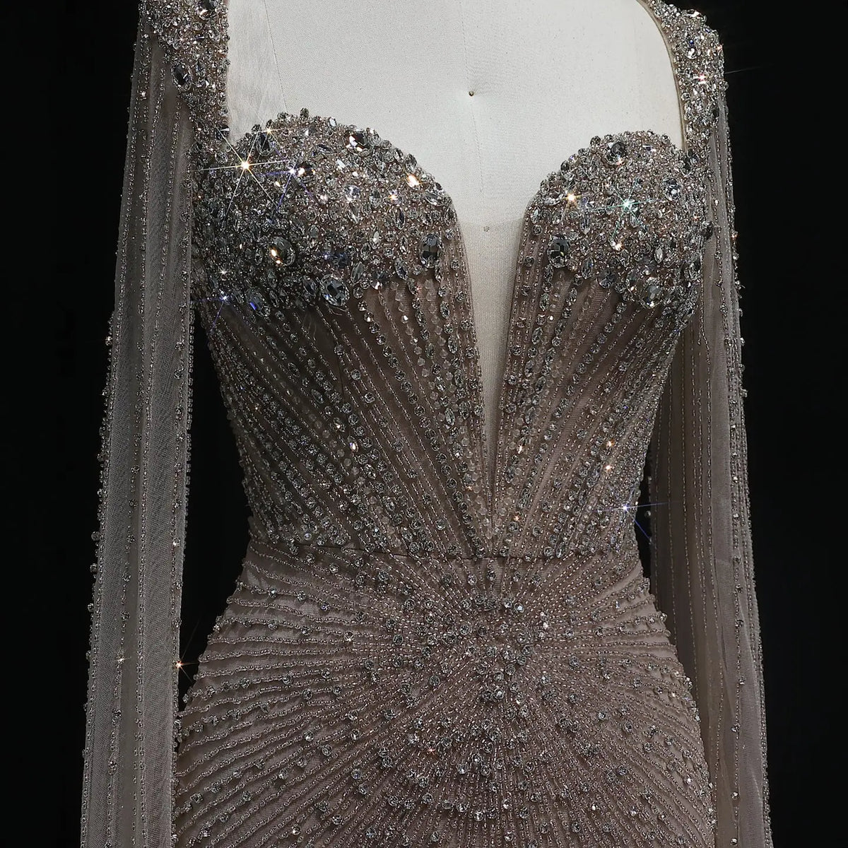 Sparkly Crystal Pink Evening Dress with Cape SS194 - SHARONSAID Sparkly Crystal Pink Evening Dress with Cape SS194 - SHARONSAID