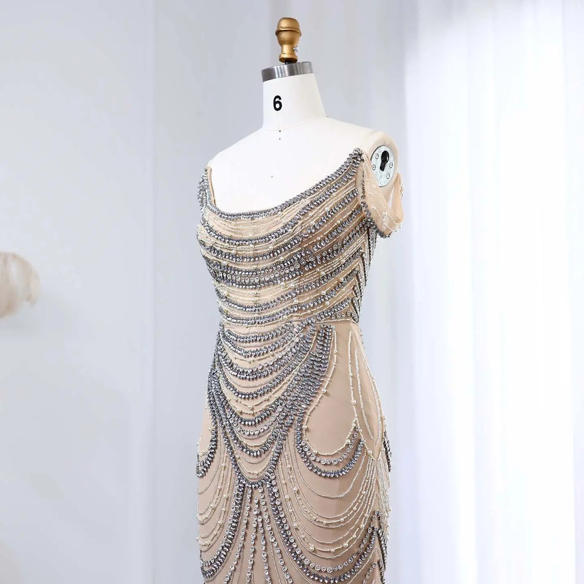 Luxury Crystal Silver Gray Mermaid Evening Dress SS403 - SHARONSAID Luxury Crystal Silver Gray Mermaid Evening Dress SS403 - SHARONSAID
