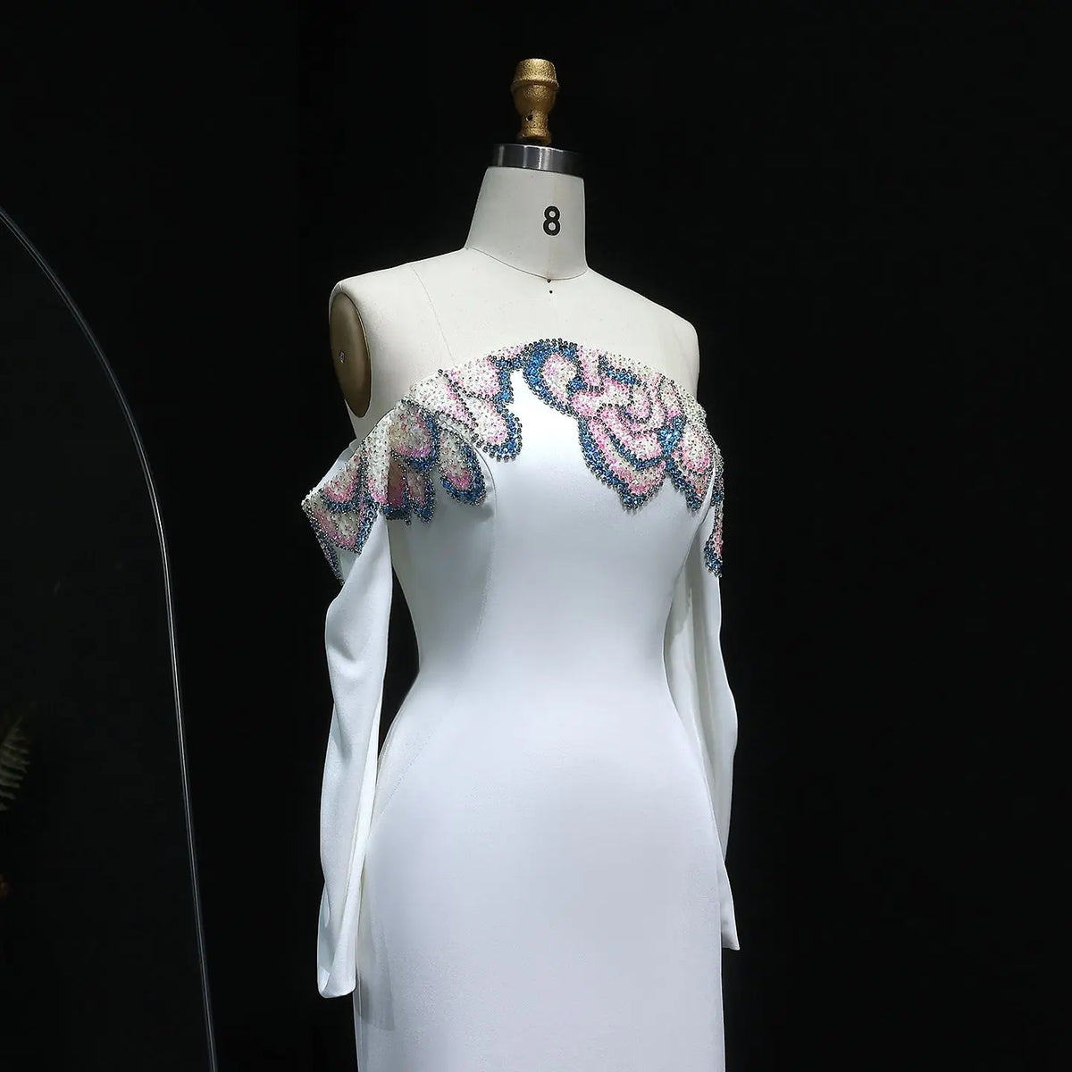 Elegant Beaded Off Shoulder White Evening Dress SS512 - SHARONSAID Elegant Beaded Off Shoulder White Evening Dress SS512 - SHARONSAID