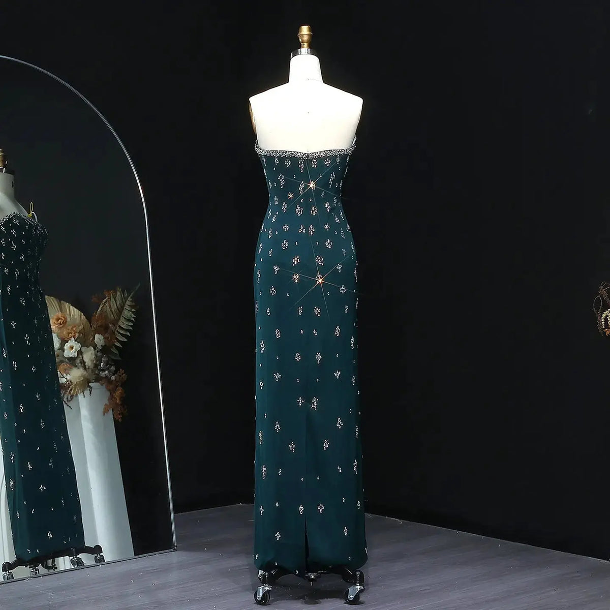 Elegant Rhinestones Strapless Emerald Green Evening Dress SS221 - SHARONSAID Elegant Rhinestones Strapless Emerald Green Evening Dress SS221 - SHARONSAID