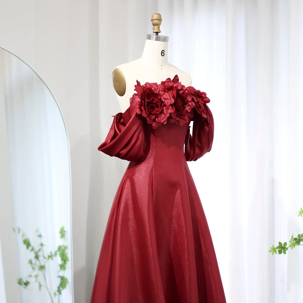 Burgundy Satin Dress Flowy Satin Maroon Overall Dress PARTY DRESS