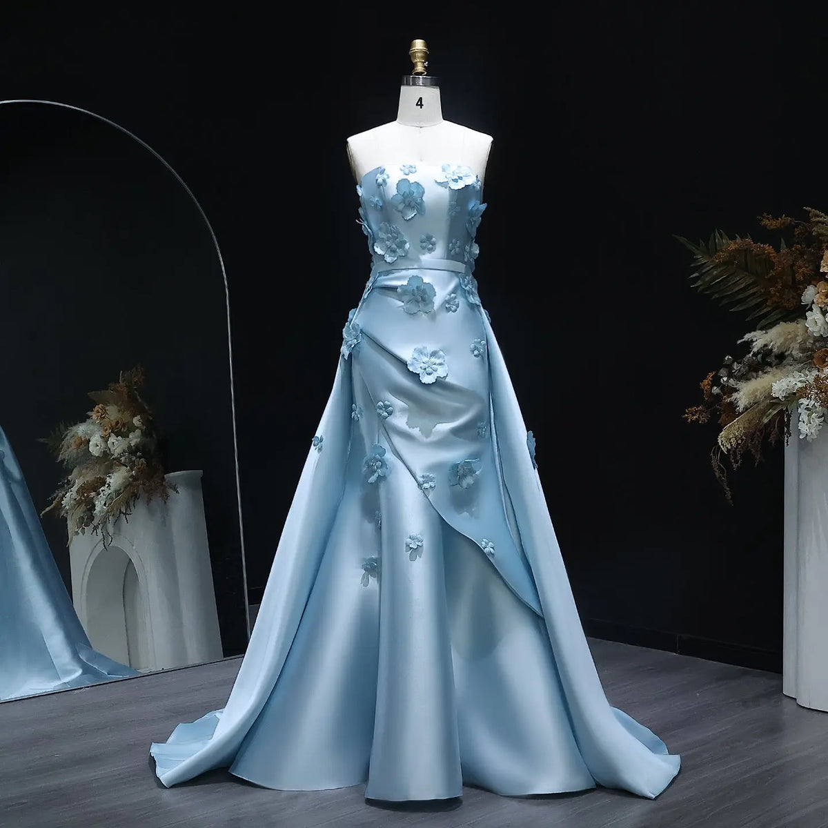 formal dress with 3d flowers White V Neck 3D Flowers Long Prom Dress, White Evening Dress US 12 / White