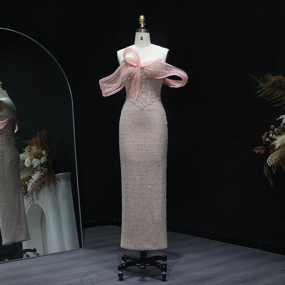 Luxury Off Shoulder Blush Pink Evening Dress SS521 Luxury Off Shoulder Blush Pink Evening Dress SS521