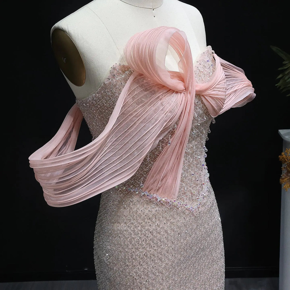 Luxury Off Shoulder Blush Pink Evening Dress SS521 - SHARONSAID Luxury Off Shoulder Blush Pink Evening Dress SS521 - SHARONSAID