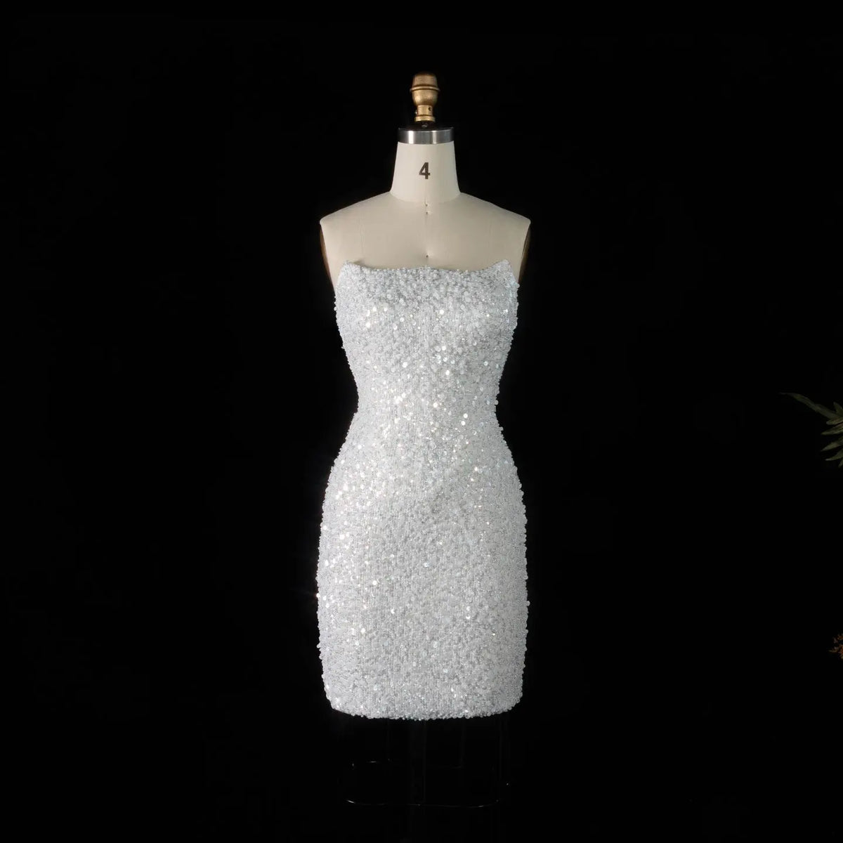 short sequin wedding dress Luxury White Sequin Pearl Strapless Short Wedding Dress SW520 short sequin wedding dress Luxury White Sequin Pearl Strapless Short Wedding Dress SW520