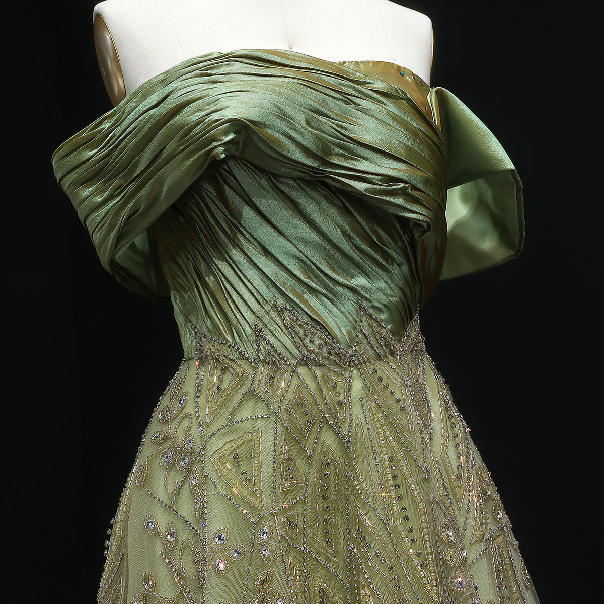 Luxury Burgundy Beaded Off Shoulder Evening Gown SS582 