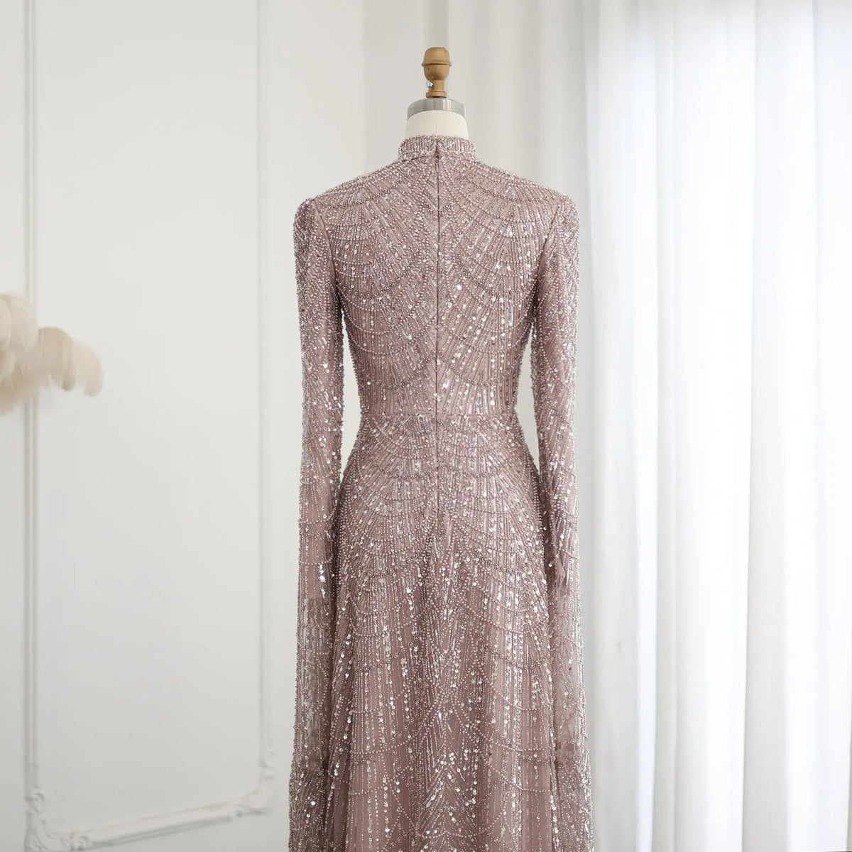 Luxury Sage Green Evening Dress with Cape Sleeves SS630 - SHARONSAID Luxury Sage Green Evening Dress with Cape Sleeves SS630 - SHARONSAID