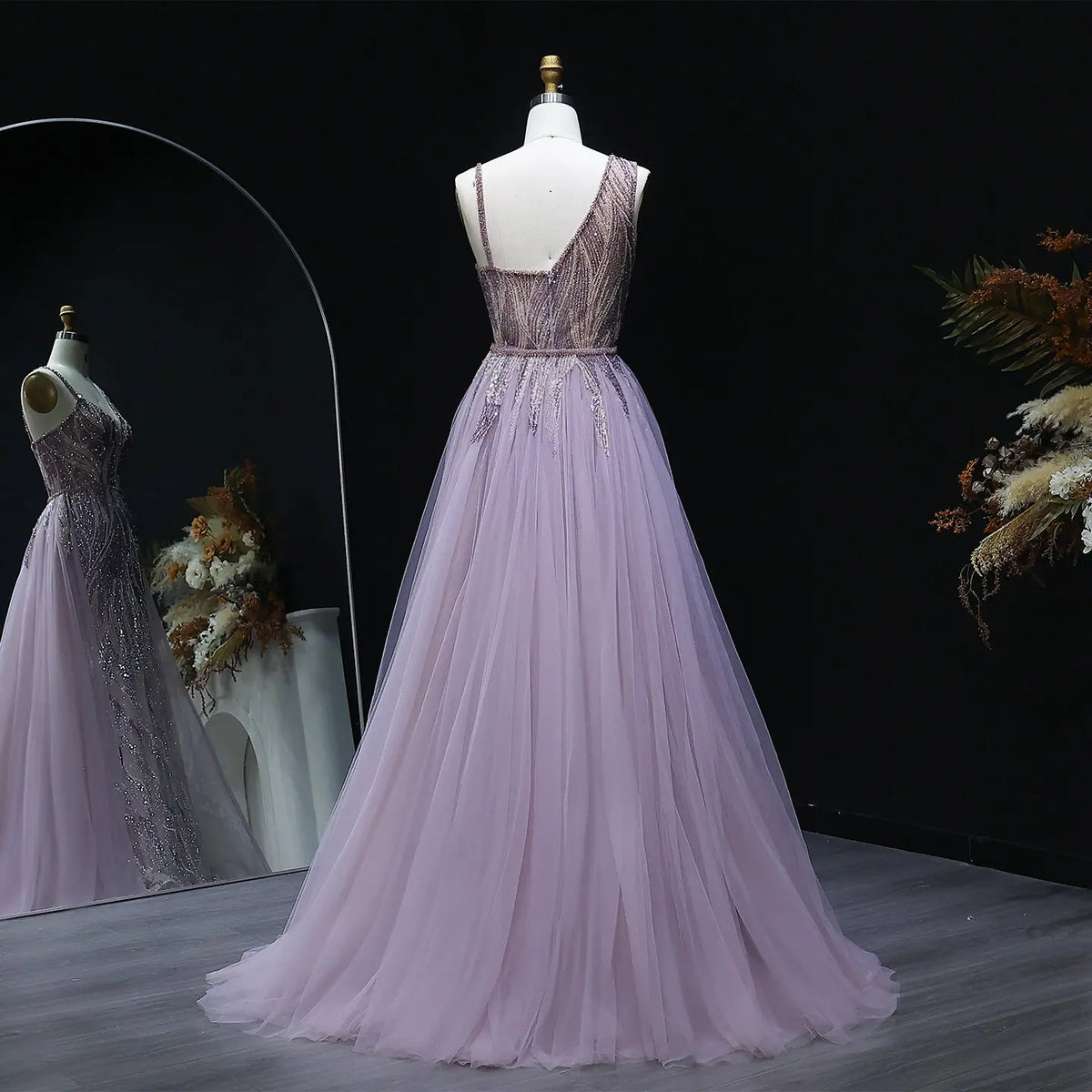 Luxury Dusty Pink Evening Dresses with Overskirt SS052 - SHARONSAID Luxury Dusty Pink Evening Dresses with Overskirt SS052 - SHARONSAID