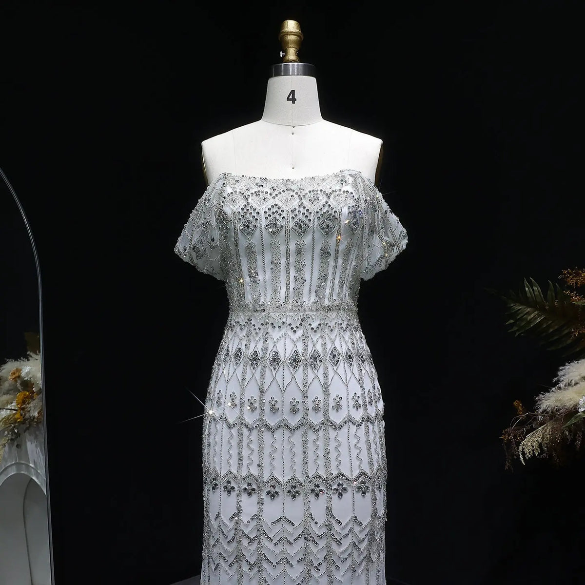 Luxury White Beaded Short Sleeves Evening Dress SS291 - SHARONSAID Luxury White Beaded Short Sleeves Evening Dress SS291 - SHARONSAID