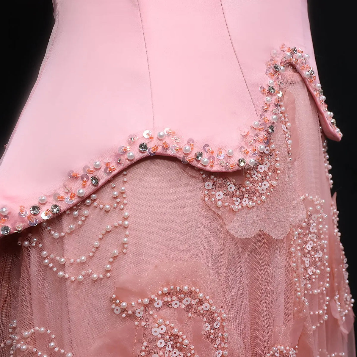Luxury Pink Crystal 3D Floral Mermaid Train Evening Dress SS607 