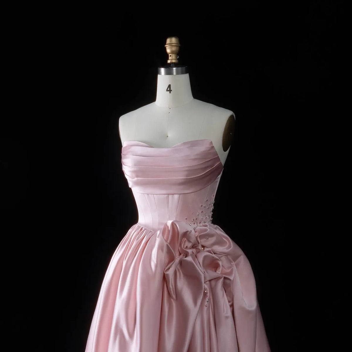Pink Crystal Strapless High Slit Elegant Evening Dress SF522-9
