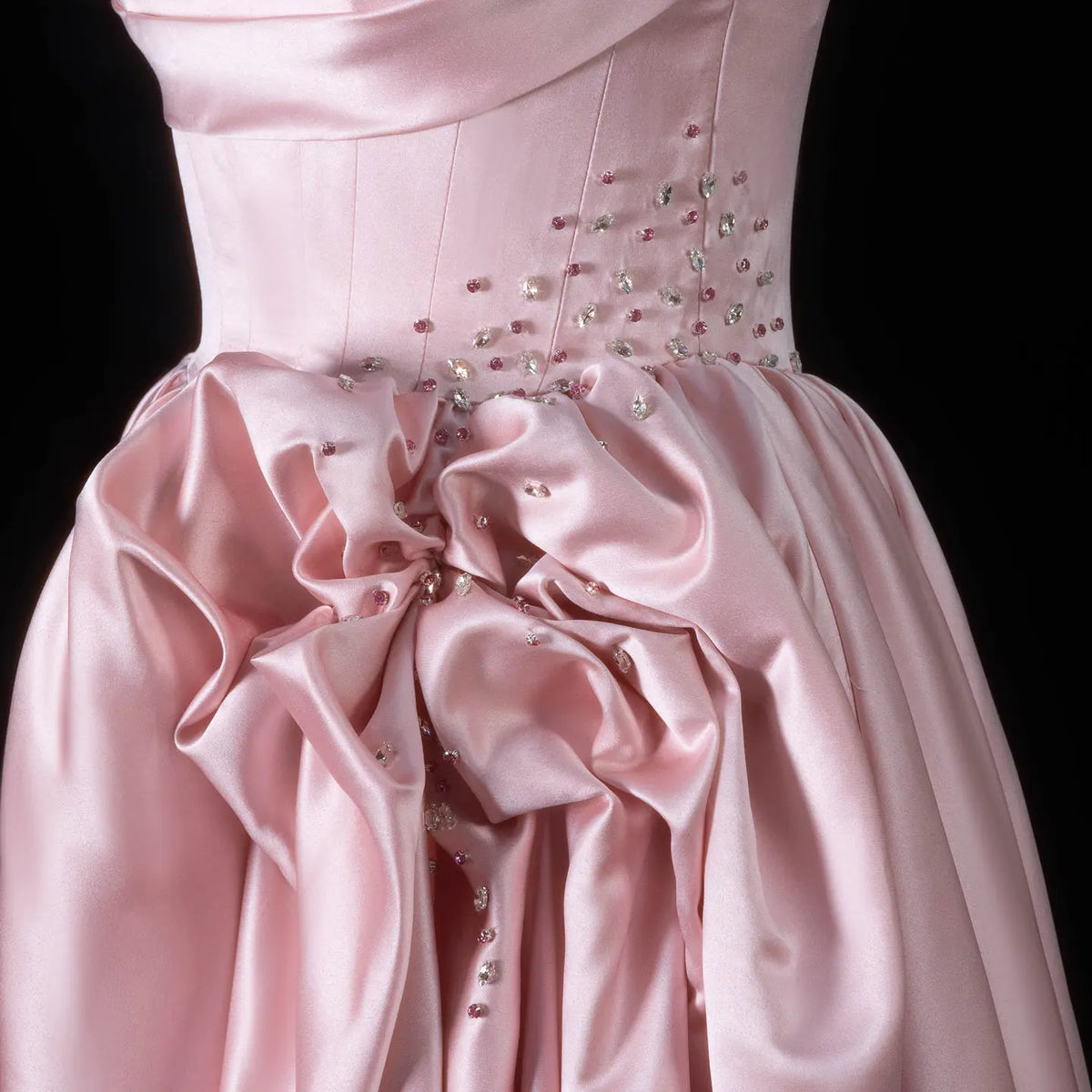 Pink Crystal Strapless High Slit Elegant Evening Dress SF522-14