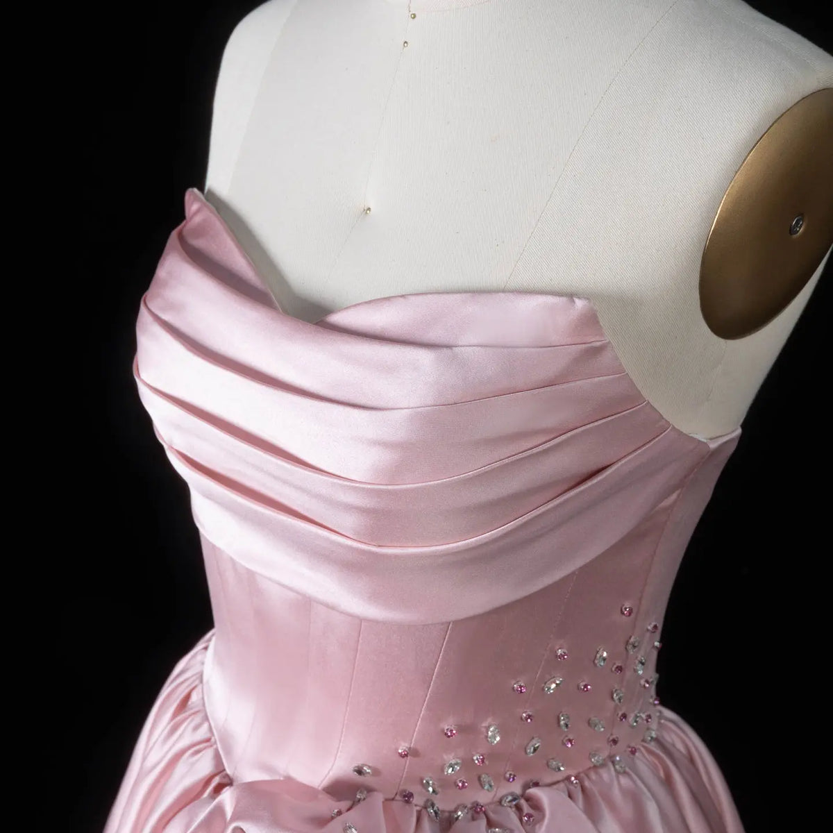 Pink Crystal Strapless High Slit Elegant Evening Dress SF522-13