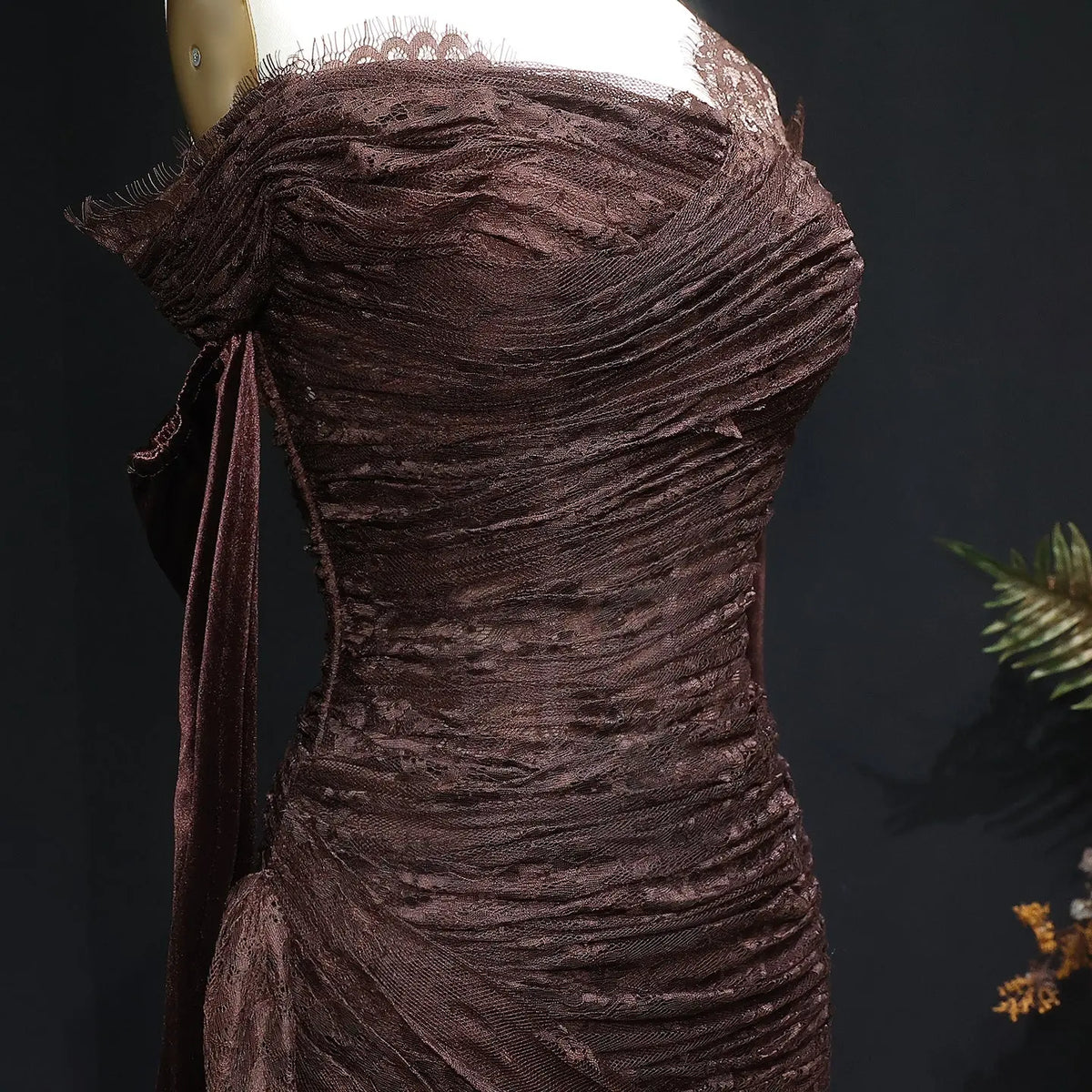 Elegant Lace Black Dress with Gloves SF017 