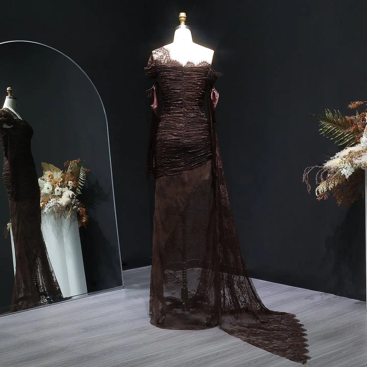 Elegant Lace Black Dress with Gloves SF017 Elegant Lace Black Dress with Gloves SF017
