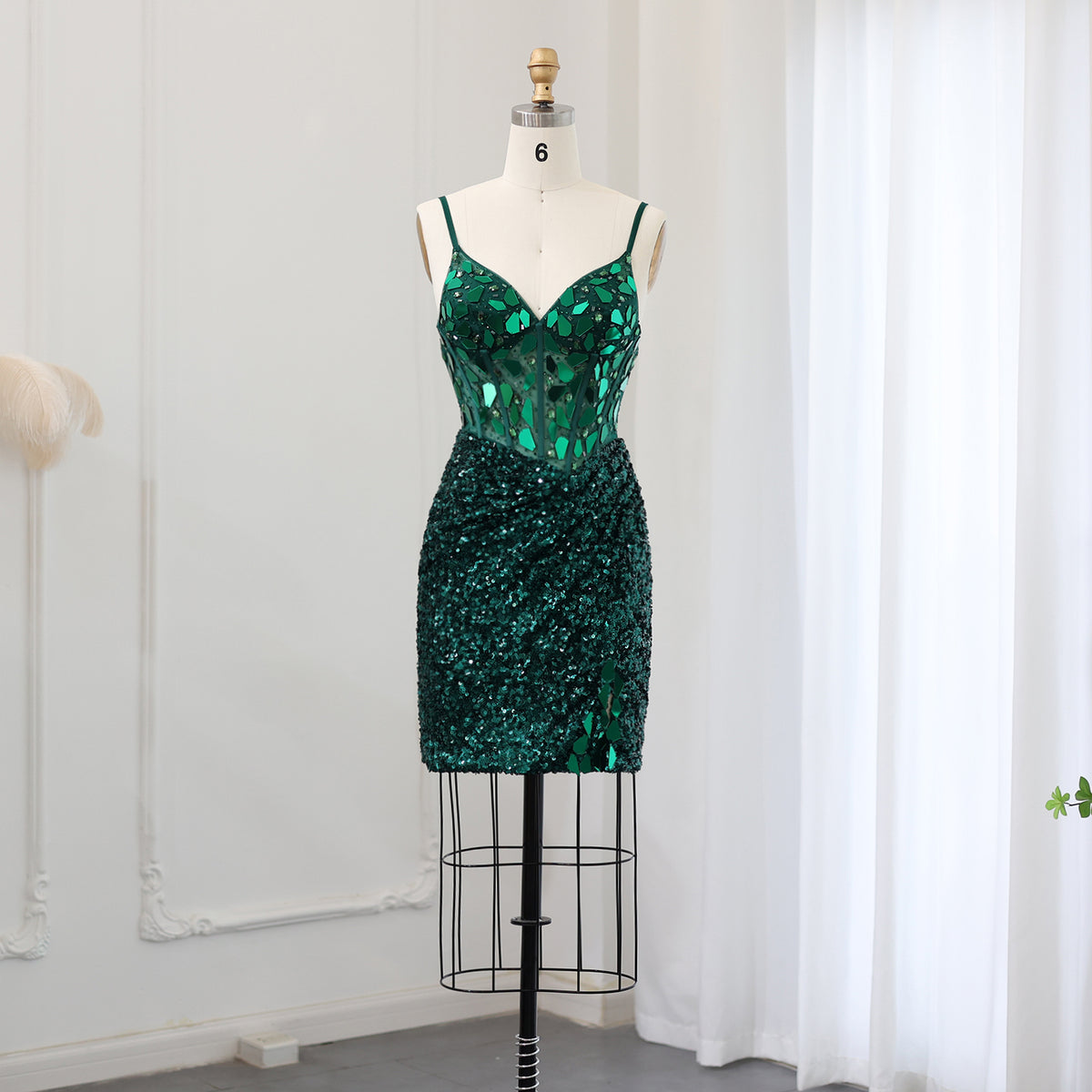 Sharon Said Sparkly Emerald Green Short Prom Cocktail Dresses for Women Birthday Luxury Sequin Wedding Evening Party Gowns SS008