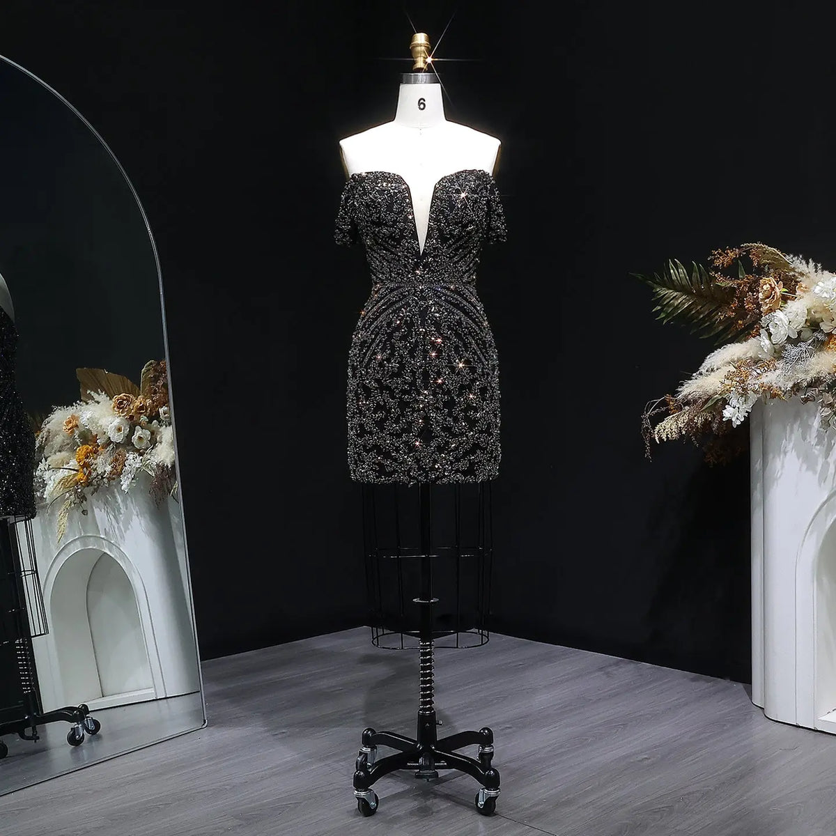 black and silver homecoming dress Dreamy Black Mesh Beaded Cocktail Homecoming Dress RM131 – SHARONSAID