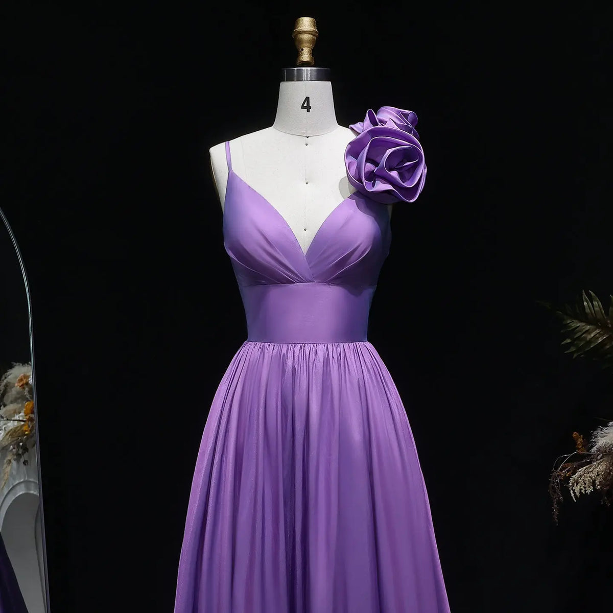 Luxury Purple Strapless Floral Accent Prom Dress SH135 