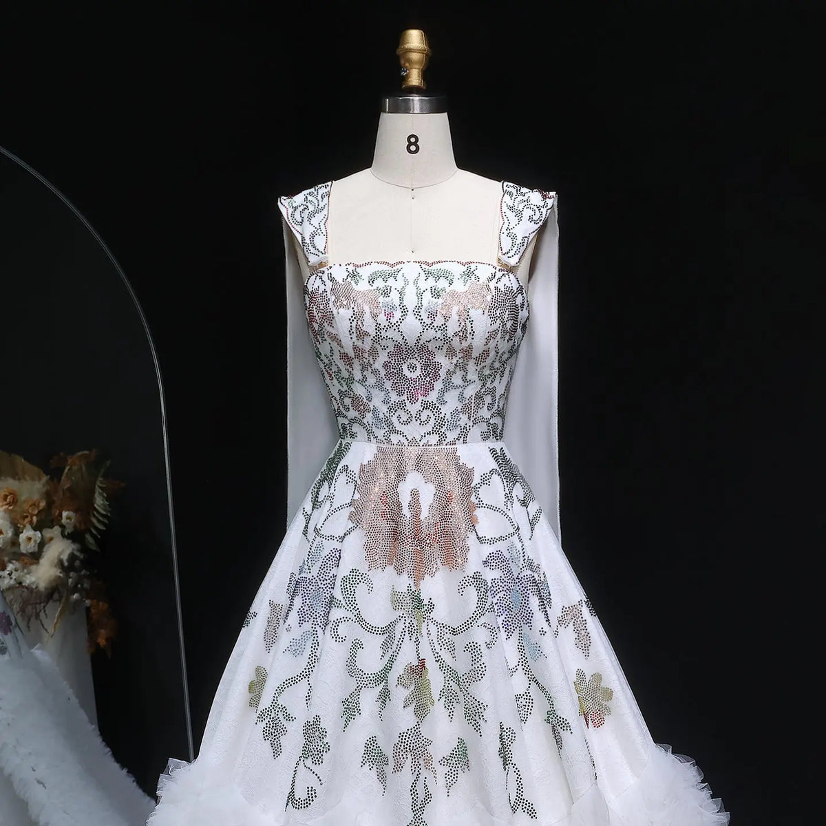 Luxury Off-Shoulder Diamond Ball Gown Wedding Dress with Cape SW522 
