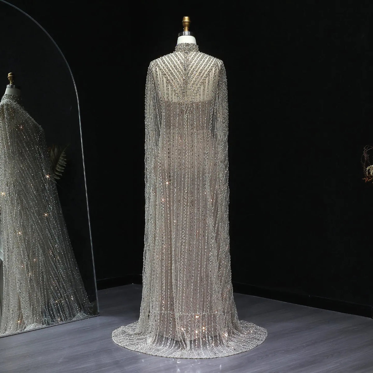 luxury dubai dresses Luxury Pearls White Nude A-Line Evening Dresses with Gloves SS373 Sharon Said