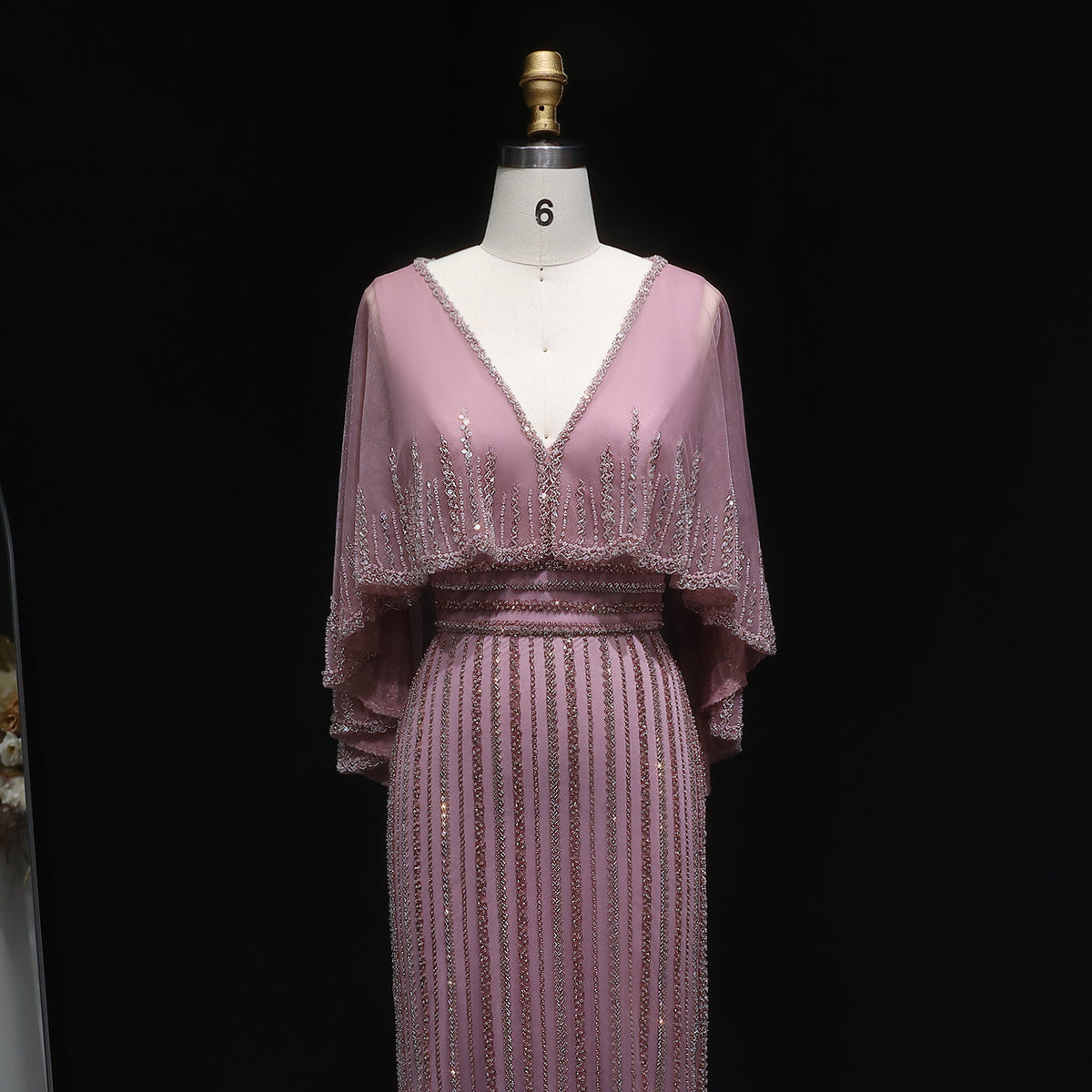 Luxury Pink Mermaid Evening Dresses with Cape SS284 