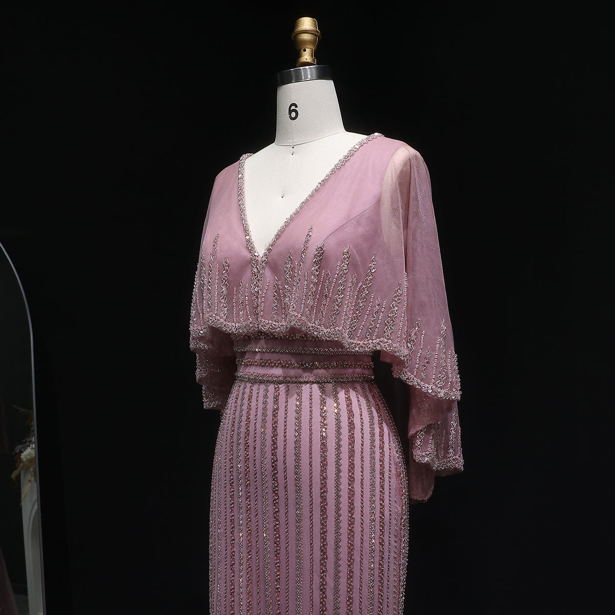 Luxury Pink Mermaid Evening Dresses with Cape SS284 