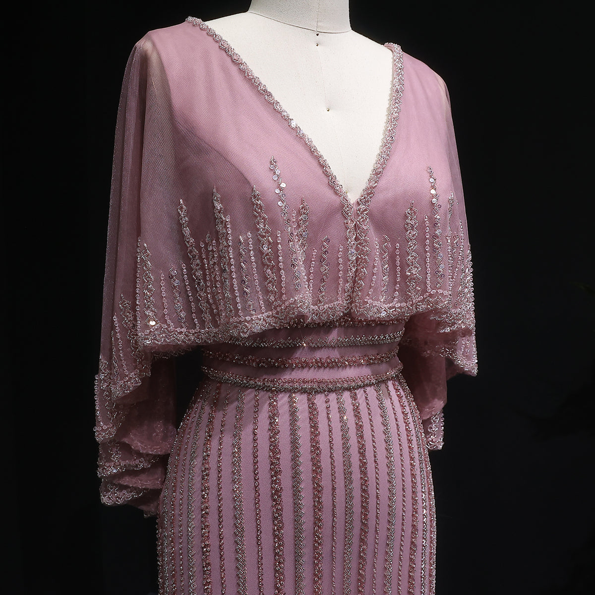 Luxury Pink Mermaid Evening Dresses with Cape SS284 