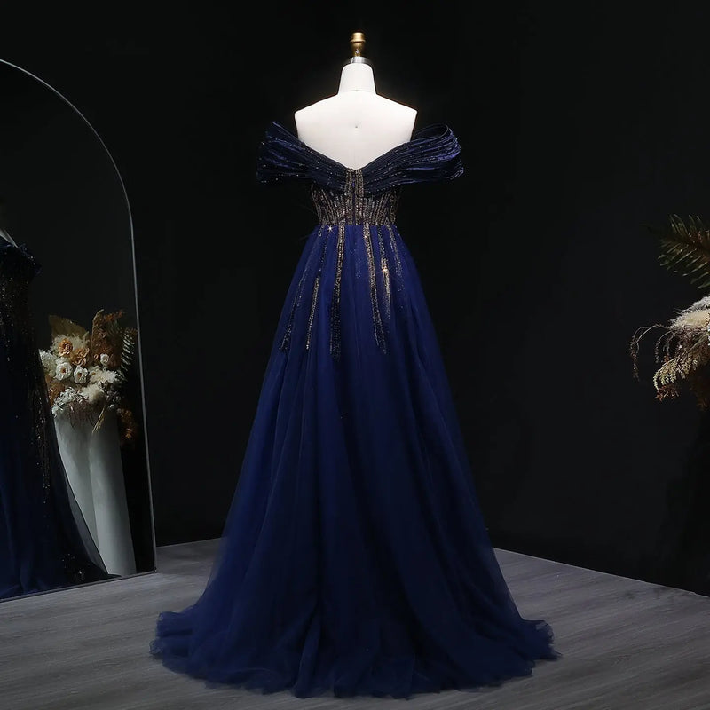Luxury Champagne Corset Beaded Evening Gown with Overskirt SS717 