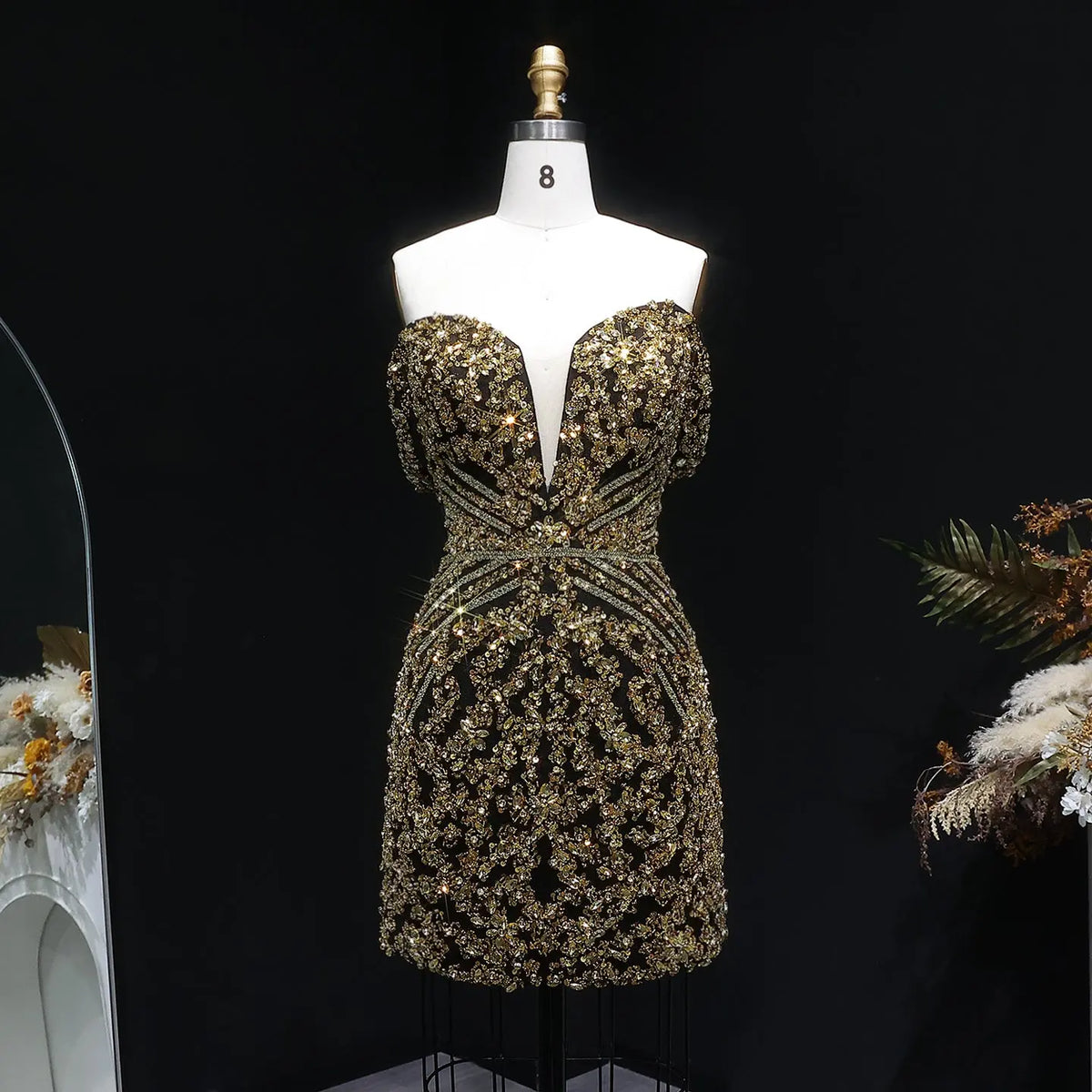 Dreamy Black Mesh Beaded Cocktail Homecoming Dress RM131