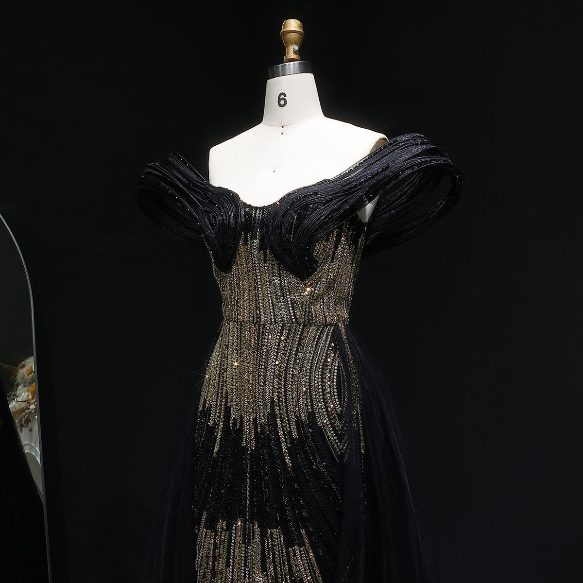 Luxury Champagne Corset Beaded Evening Gown with Overskirt SS717 