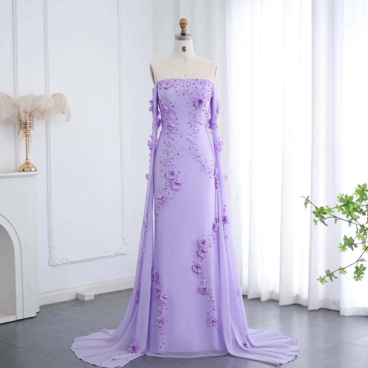 Final Sale Elegant 3D Flower Lilac Off Shoulder Evening Dress SS450 Final Sale Elegant 3D Flower Lilac Off Shoulder Evening Dress SS450