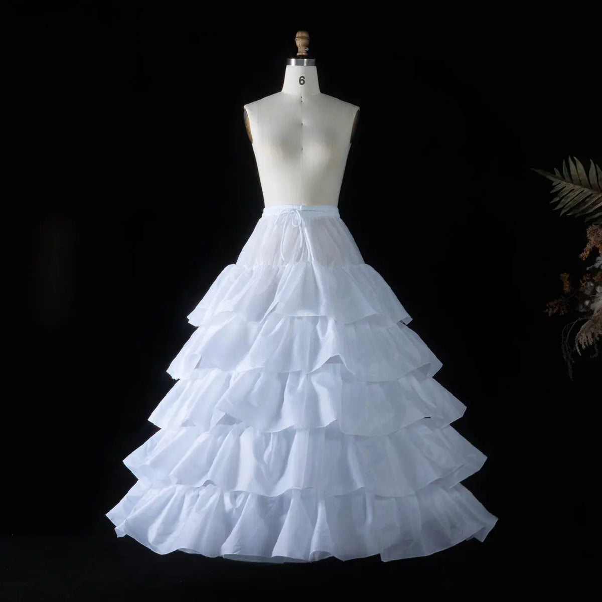 White 5-Tier Ruffled Ball Gown Underskirt Petticoat with 4 Hoops BP001-3