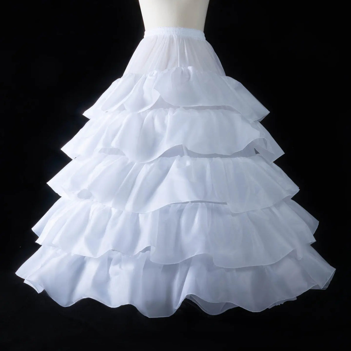 White 5-Tier Ruffled Ball Gown Underskirt Petticoat with 4 Hoops BP001-8