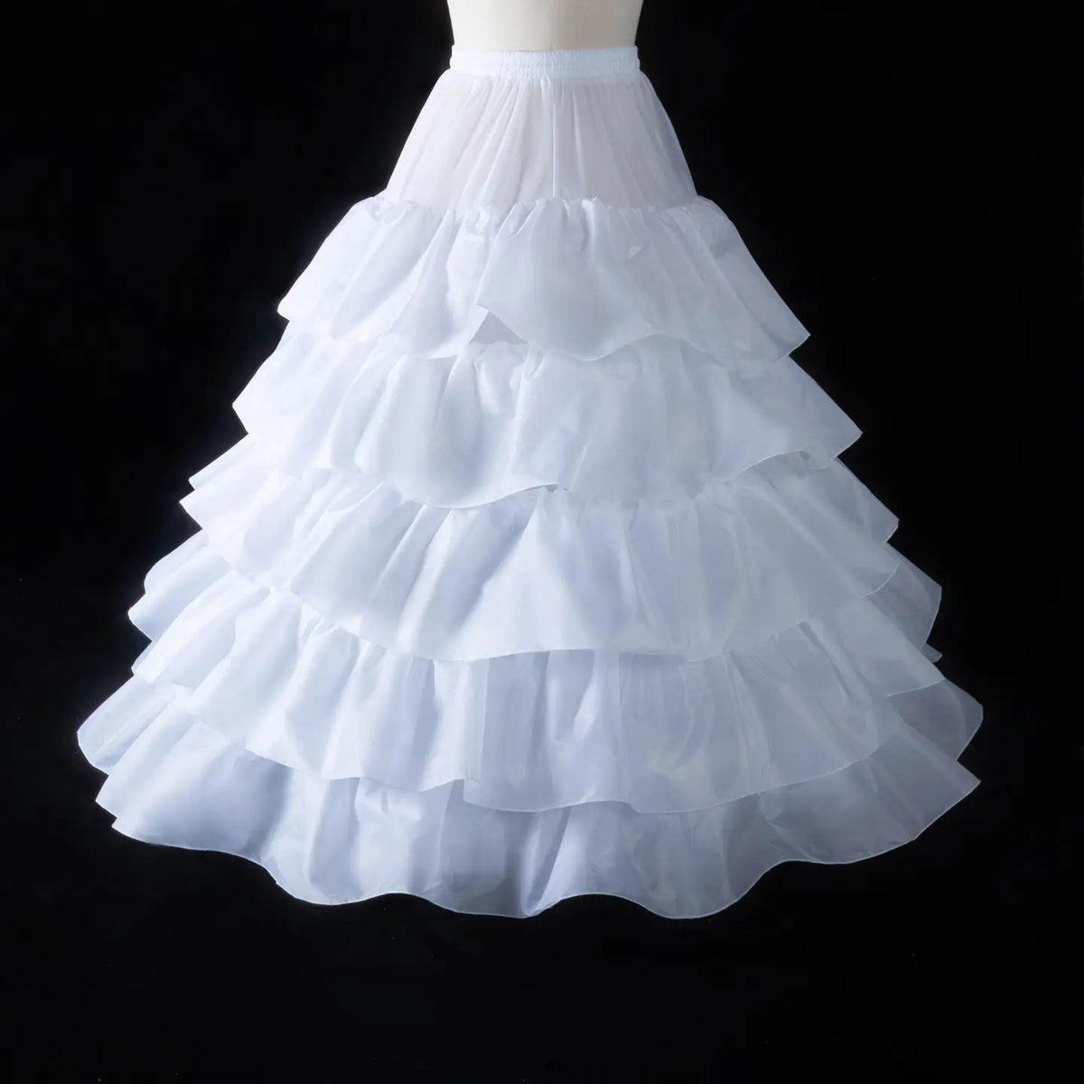 White 5-Tier Ruffled Ball Gown Underskirt Petticoat with 4 Hoops BP001-9