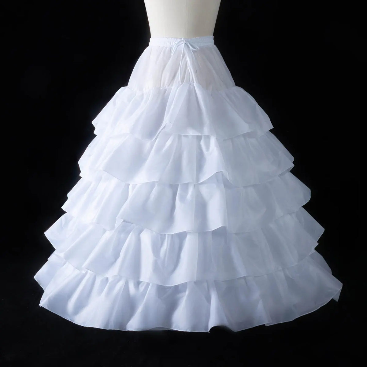 White 5-Tier Ruffled Ball Gown Underskirt Petticoat with 4 Hoops BP001-10